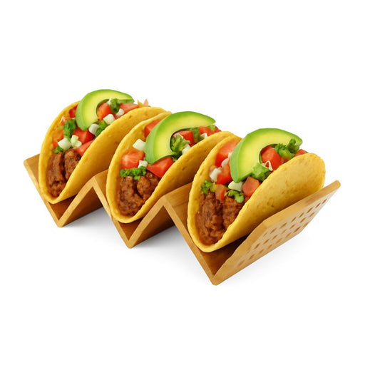 Support bambou pour tacos  - 21,2 cm x 10 cm x 5 cm - 5 unités