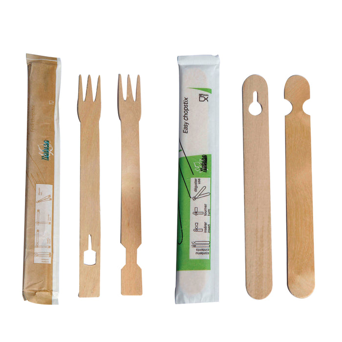 Baguette bois pour débutant emballée par paire - 15 cm - 100 unités