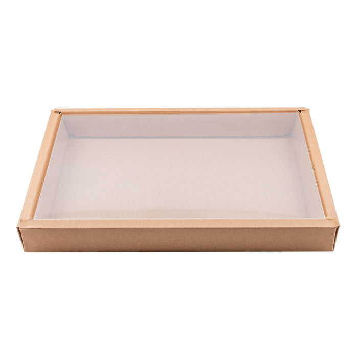 Combo boîte kraft sushi avec couvercle PET  310x215, H35 mm, 50pcs