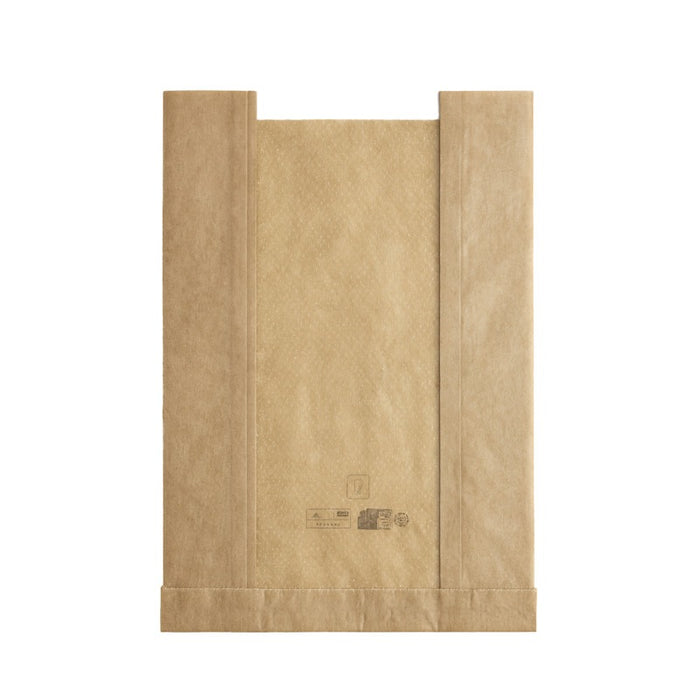 Sac papier kraft brun à fenêtre microperforée 18 cm x 4 cm H 22 cm - 1000 unités