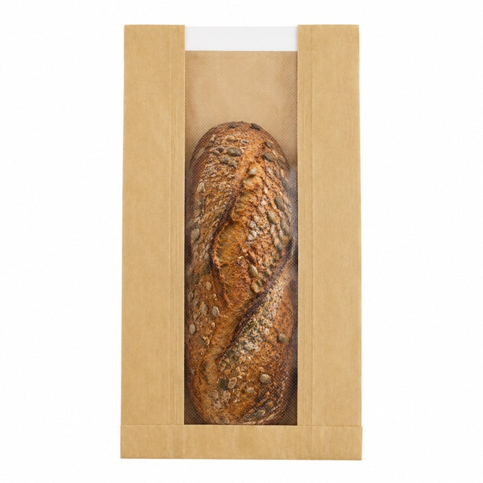 Sac papier kraft brun à fenêtre microperforée 22 cm x 11 cm H 35 cm - 1000 unités