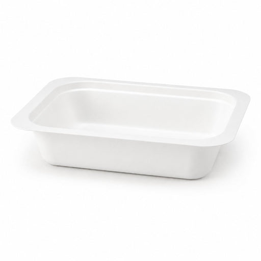 Barquette scellable blanche en pulpe laminée PLA - 250 ml - 13,7 cm x 9,5 cm x 3,3 cm