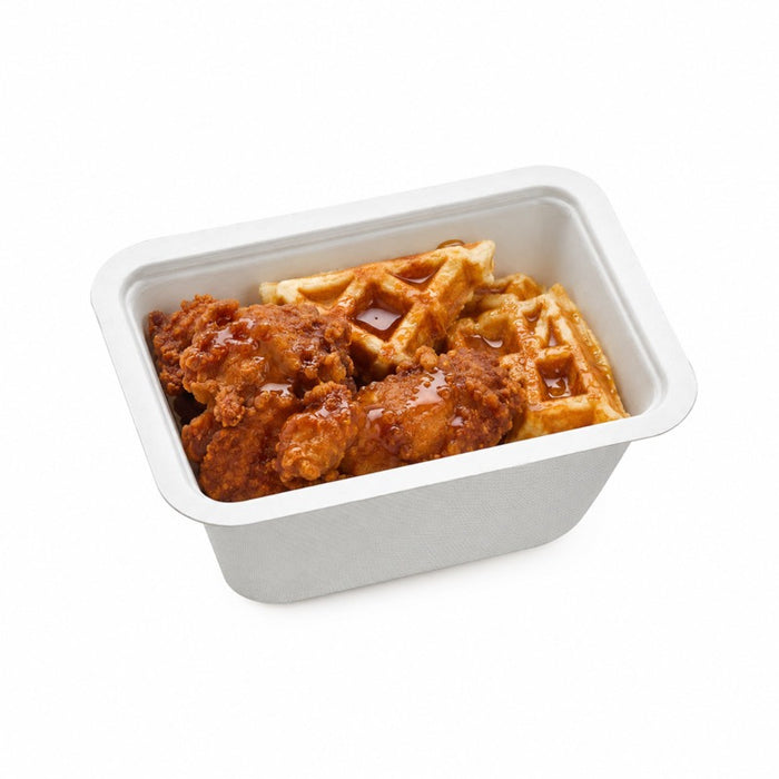 Barquette scellable pulpe laminée PLA - 500 ml - 13,7 cm x 9,5 cm x 6,3 cm. - 100 unités