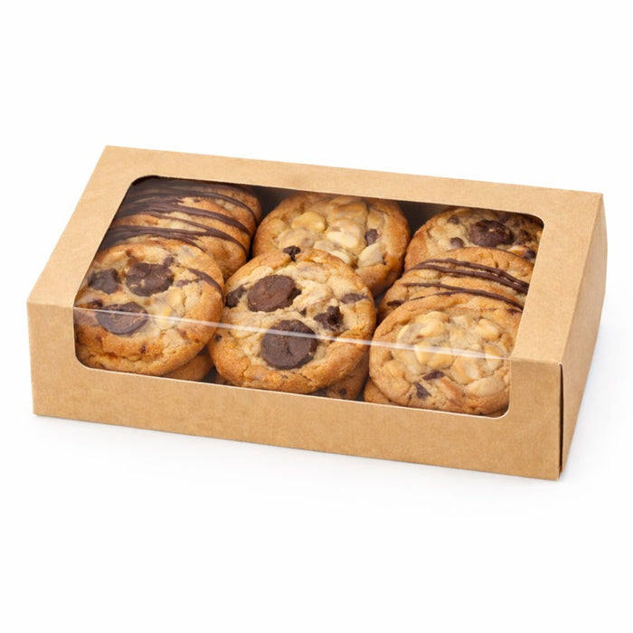 Boite carton kraft laminé à fenêtre 19 cm x 11,3 cm x 4,4 cm - 50 unités