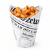 Gobelet carton snack refermable perforé blanc décor "Journal" - 270 ml - Ø 8,3 cm - H 11,8 cm - 50 unités