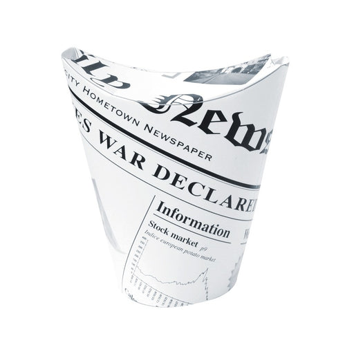 Gobelet carton snack refermable perforé blanc décor "Journal" - 270 ml - Ø 8,3 cm - H 11,8 cm - 50 unités