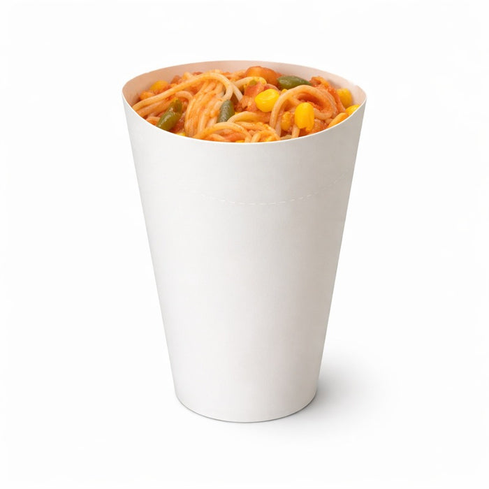 Gobelet carton snack refermable perforé blanc - 480 ml - Ø 9 cm - H 15,7 cm - 50 unités