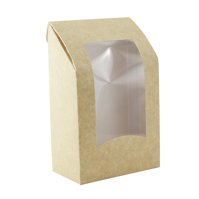 Boîte wrap carton brun à fenêtre (5% de plastique) 9,5 cm x 5,4 cm x 15,2 cm - 50 unités