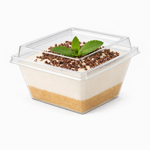 Pyramide Deli plastique PET avec couvercle charnière  250ml 105x105, H55 mm, 50pcs
