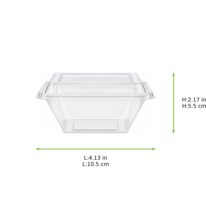 Pyramide "Deli" en plastique PET avec couvercle à charnière - 250 ml - 10,5 cm x 10,5 cm x 5,5 cm - 50 unités