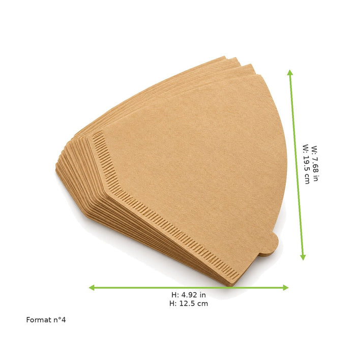 Filtre à café n°4 en papier brun alvéolé - 19,5 cm x 12,5 cm - dimensions