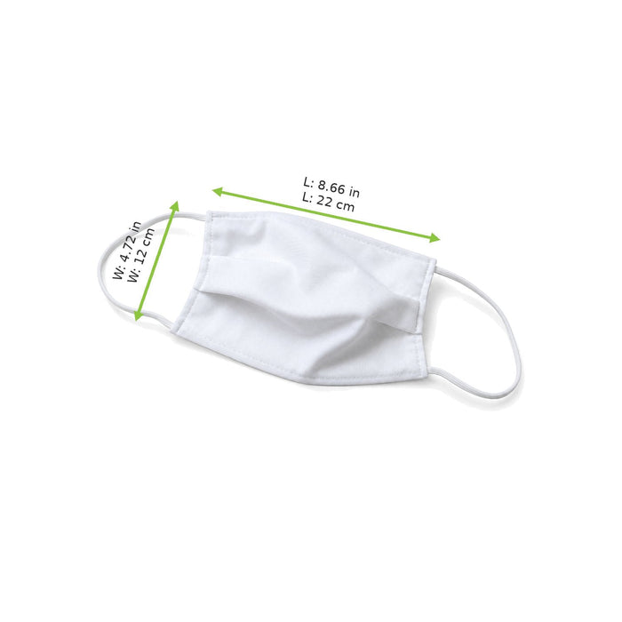 Masque en tissu coton réutilisable blanc - 22 cm x 12 cm - dimensions