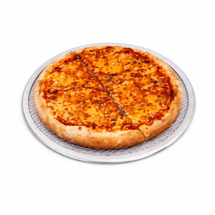 Grille à pizza ronde aluminium à fond ajouré Ø 25,4 cm H 0,4 cm - 12 unités
