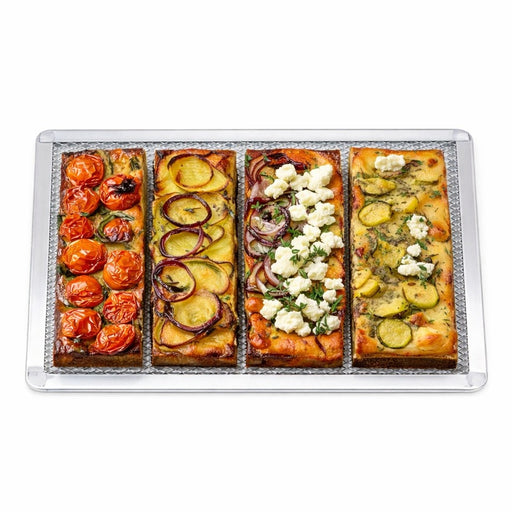 Grille à pizza rectangulaire aluminium à fond ajouré 30 cm x 20 cm H 1 cm - 12 unités