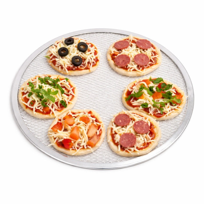 Grille à pizza ronde aluminium à fond ajouré Ø 30,5 cm H 0,4 cm - 12 unités