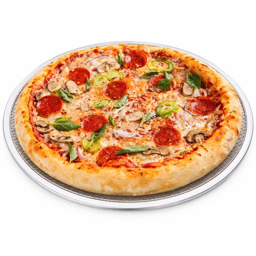 Grille à pizza ronde aluminium à fond ajouré Ø 33,02 cm H 0,4 cm - 12 unités