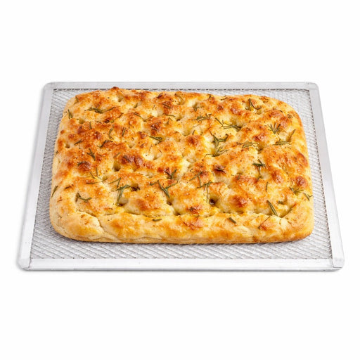 Grille à pizza rectangulaire aluminium à fond ajouré 40 cm x 28 cm H 1 cm - 12 unités