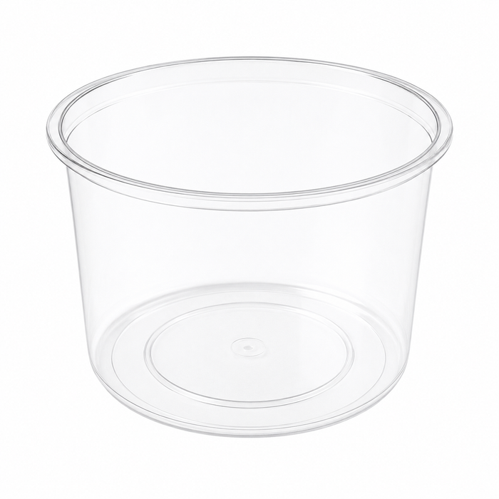 Pot "Deli" rond en PP injecté transparent - 600 ml - Ø 12,3 cm - H 7,5 cm - 50 unités