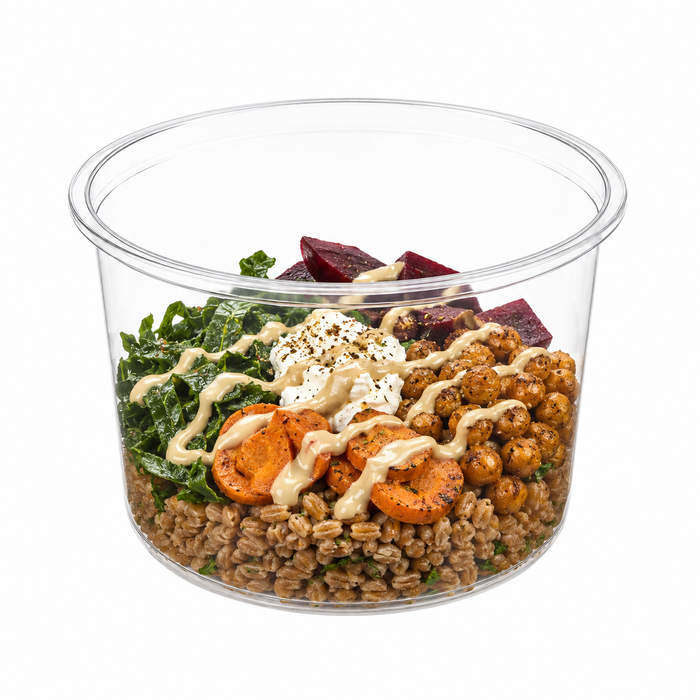 Pot "Deli" rond en PP injecté transparent - 750 ml - Ø 12,3 cm - H 9 cm - 50 unités