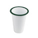 Enamel gobelet emaillé blanche /bord vert - 300 ml - Ø 9 cm - H 9 cm - 12 unités