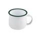 Enamel mug acier emaillé blanche /bord vert - 150 ml - Ø 8 cm - H 6 cm - 12 unités