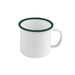 Enamel mug acier emaillé blanche /bord vert - 250 ml - Ø 9 cm - H 7 cm - 12 unités