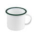 Enamel mug acier emaillé blanche /bord vert - 350 ml - Ø 10 cm - H 7,5 cm - 12 unités