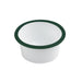 Enamel pot bord droit acier emaillé blanche /bord vert - 160 ml - Ø 9 cm - H 4,5 cm - 12 unités
