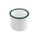 Enamel delipotacier emaillé blanche /bord vert - 350 ml - Ø 8 cm - H 8 cm - 12 unités