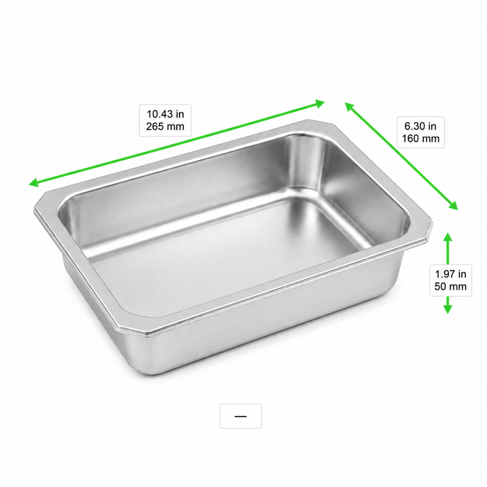 Barquette scellable gastronorme 1/4 en inox - 26,5 cm x 16 cm x 5 cm - 6 unités