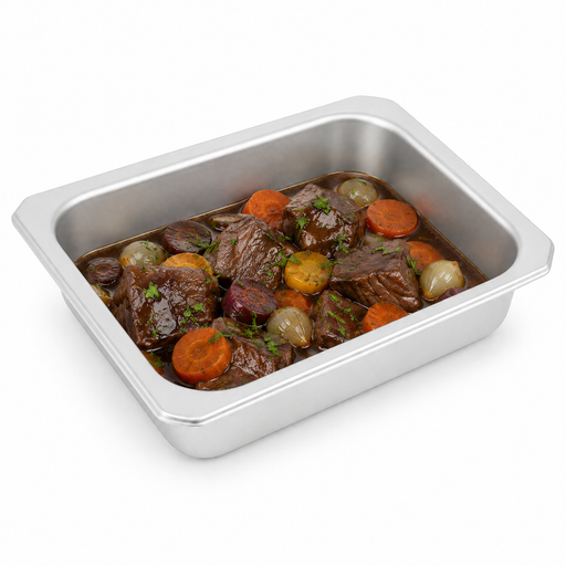 Barquette scellable gastronorme 1/8 en inox - 16 cm x 13 cm x 3,6 cm - 6 unités
