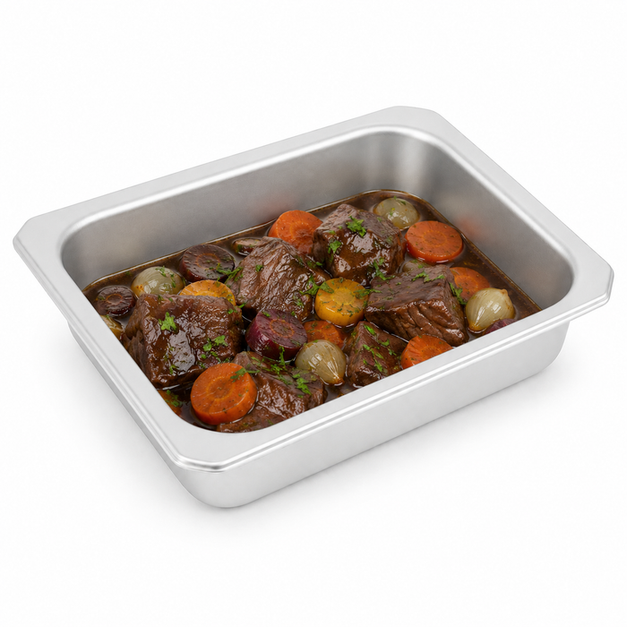 Barquette scellable gastronorme 1/8 en inox - 16 cm x 13 cm x 3,6 cm - 6 unités