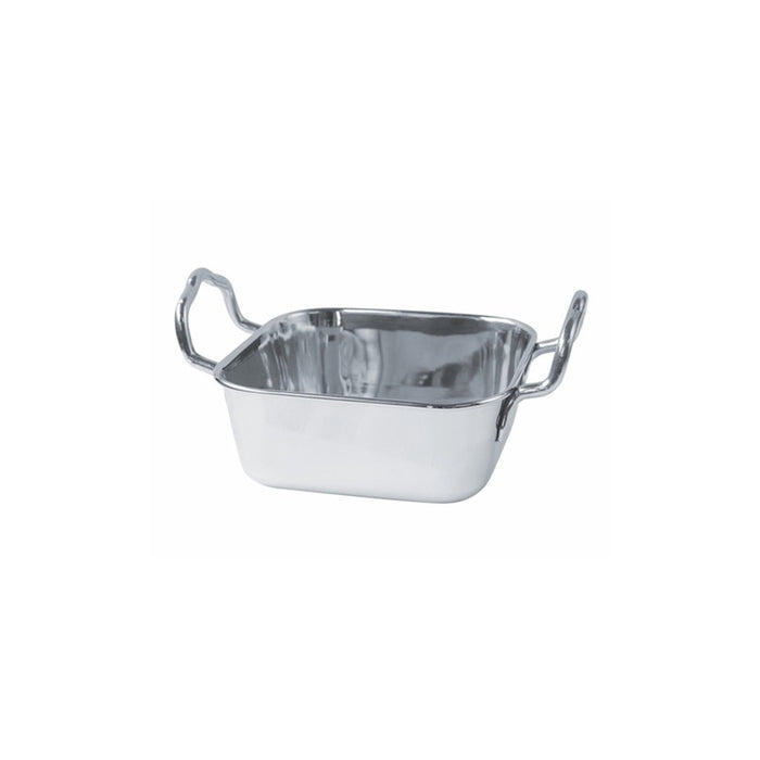 Mini plat inox rectangulaire avec poignées 420 ml 14 cm x 9 cm - 12 unités