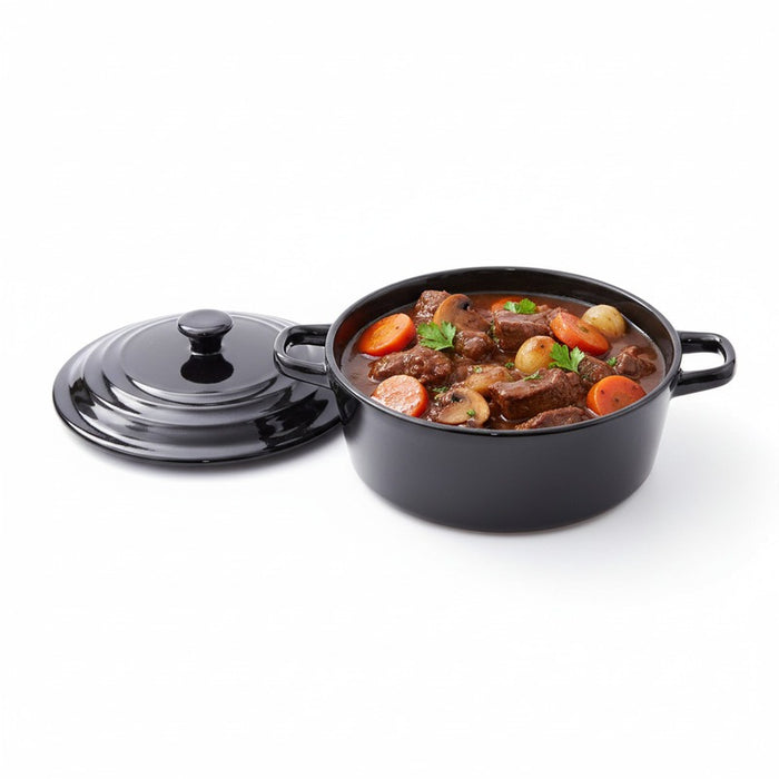 Mini soupière ronde avec couvercle en porcelaine noire 600 ml - Ø 20 cm - H 9,7 cm - 6 unités