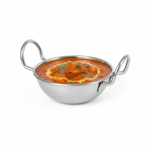 Plat inox Balti avec poignées 250 ml - Ø 10 cm - 12 unités