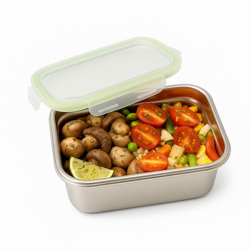 Noxbox boite repas rectangulaire inox avec couvercle PP 1600ml - 6 unités