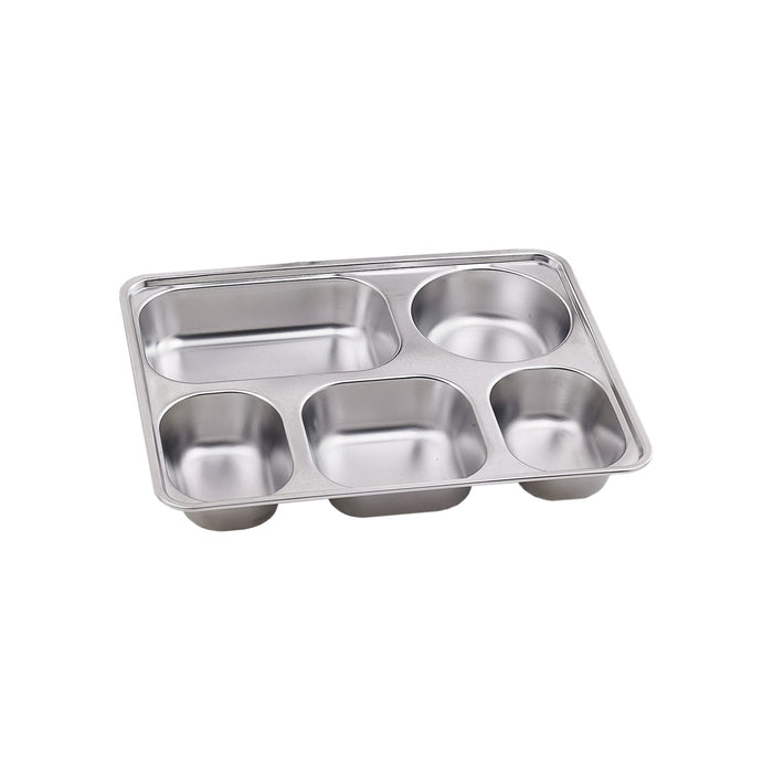 Noxtray plateau repas inox 5 compartiments avec couv pp 280x220mm - 10 unités