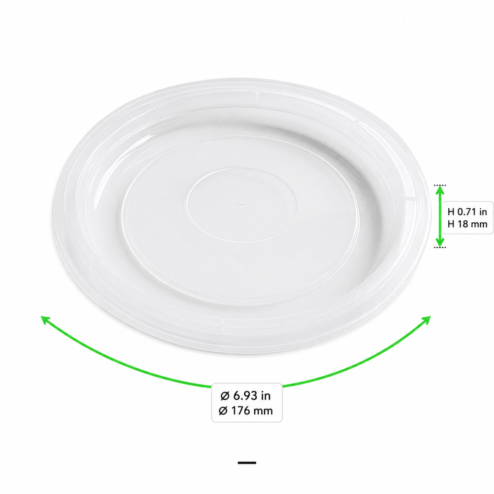 Couvercle en PP injecté transparent - Ø 17,6 cm - Compatible avec 294BOLPP1050T, 294BOLPP1120T, 294BOLPP1260T - 50 unités