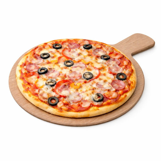 Planche ronde en mélamine décor bois avec poignée - Ø 23 cm - 6 unités
