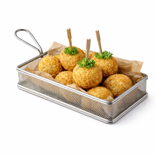 Grand panier friteuse métal rectangulaire 22 cm x 12 cm H 5 cm - 6 unités