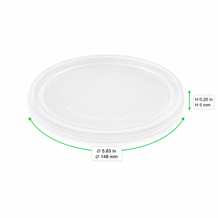 Couvercle en PP injecté transparent - Ø 14,8 cm - Compatible avec 294PCPP600, 294PCPP750, 294PCPP1000 - 50 unités
