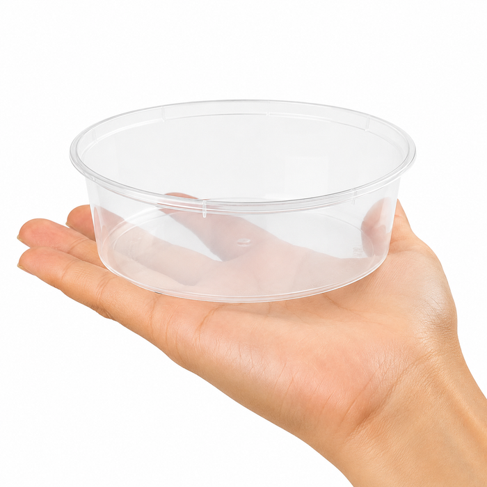 Saladier rond "Buckaty" en PP injecté transparent - 600 ml - Ø 14,5 cm - H 4,9 cm - 50 unités
