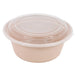 Bol reemp beige PP imprimé avec couvercle transparent - 1200 ml - 18,2 cm x 18,2 cm x 8,2 cm. - 50 unités