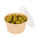 Bol reemp PP beige avec couvercle transparent - 120 ml - 7,7 cm x 7,7 cm x 4 cm. - 100 unités