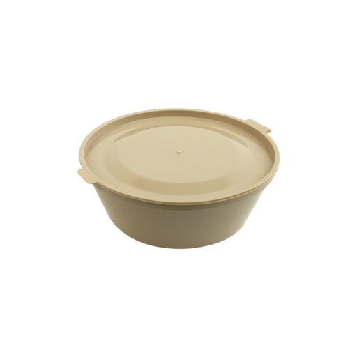 Bol rond PP beige Reemp avec couvercle attache - 180 ml - 10,2 cm x 10,2 cm x 3,6 cm. - 100 unités