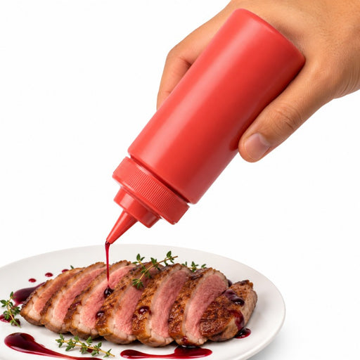 Squeezer souple rouge 1 embout, plastique BPA free H 18,5 cm 230ml - 6 unités