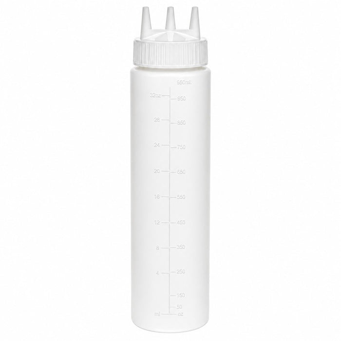 Squeezer souple transparent 3 embouts, plastique BPA free H 29,5 cm 920ml - 6 unités