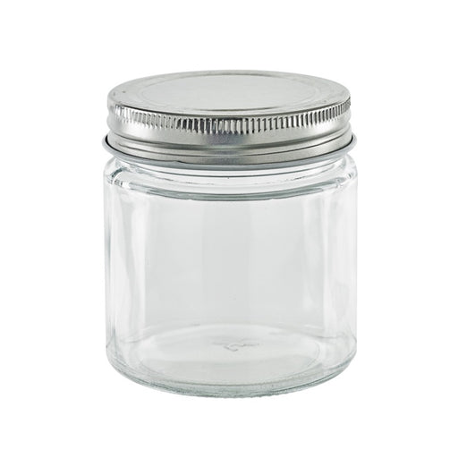 Pot en verre rond avec couvercle en aluminium à visser H 8,8 cm 250ml - 20 unités