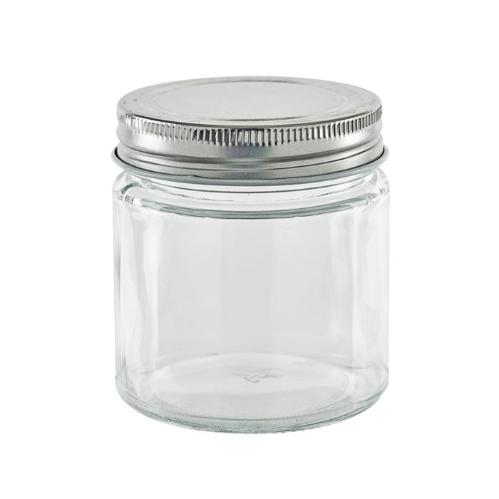 Pot en verre rond avec couvercle en aluminium à visser H 8,8 cm 250ml - 20 unités