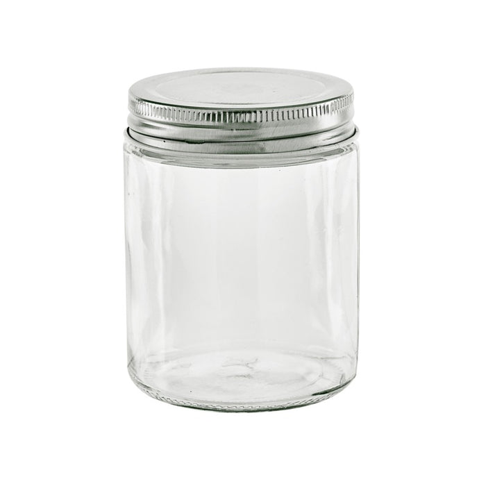 Pot en verre rond avec couvercle en aluminium à visser H 9,9 cm 300ml - 20 unités